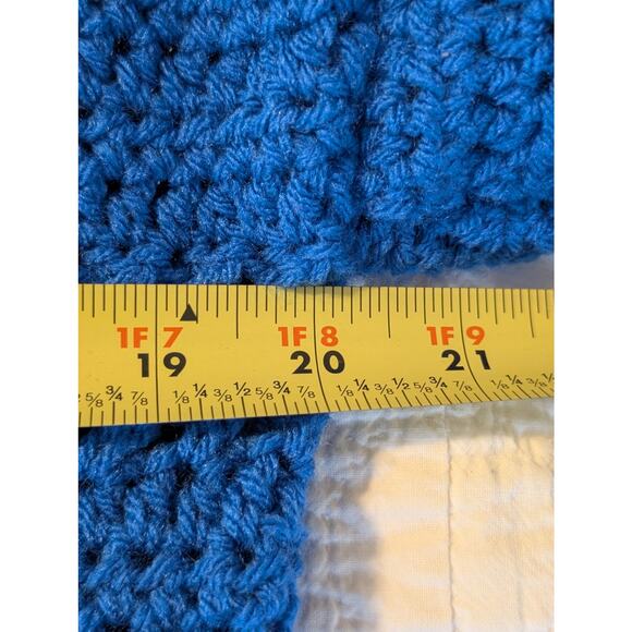 Hand Made Crocheted Loose Knit Nautical Blue Crew Neck Sweater Size Approx. L - Picture 4 of 6
